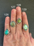 128 - Sterling Silver Sonoran Gold Turquoise Medicine Man Eye Stamped Stacking Ring by Jason Ogg
