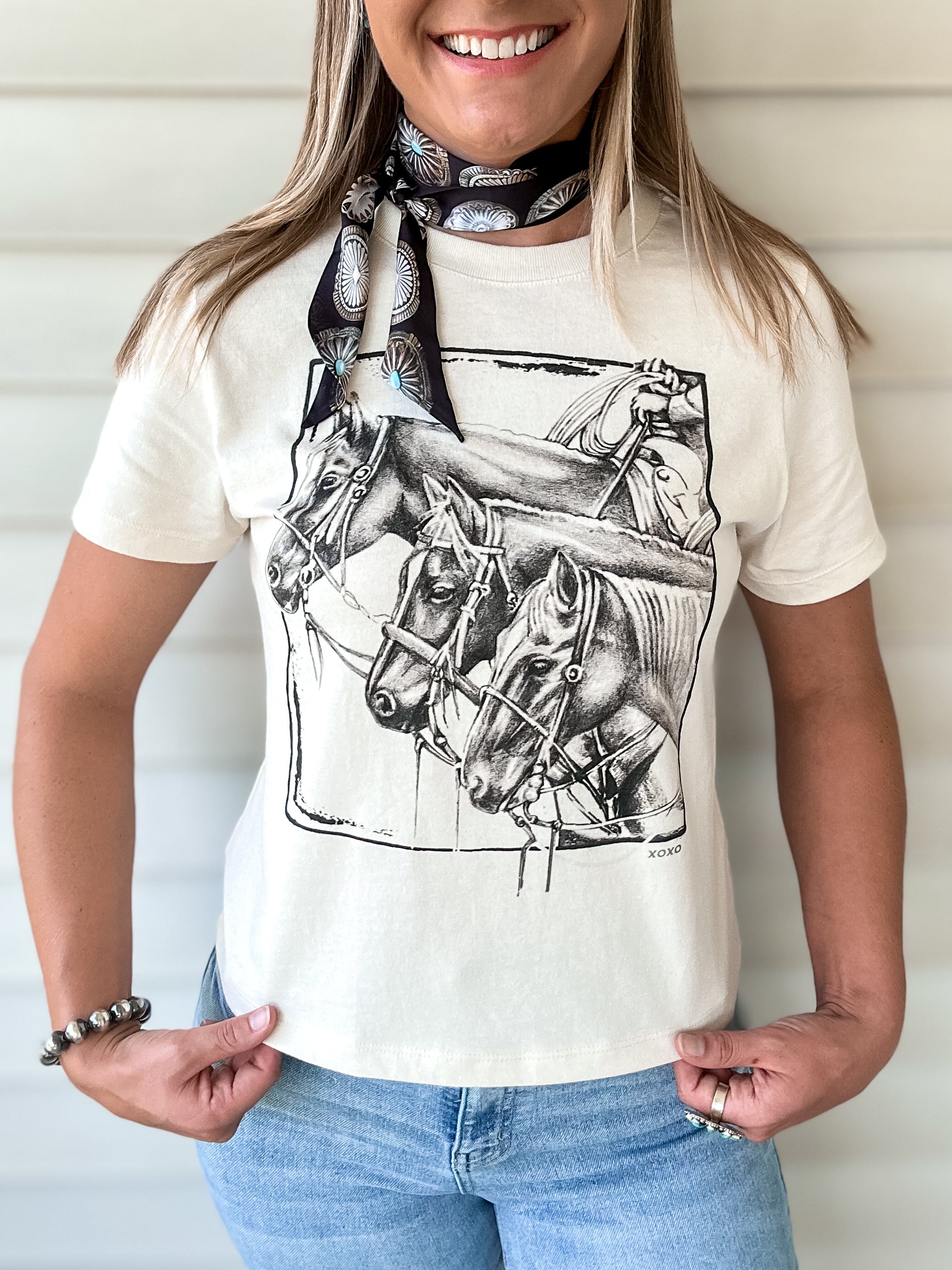 Triple Horse Boxy Tee