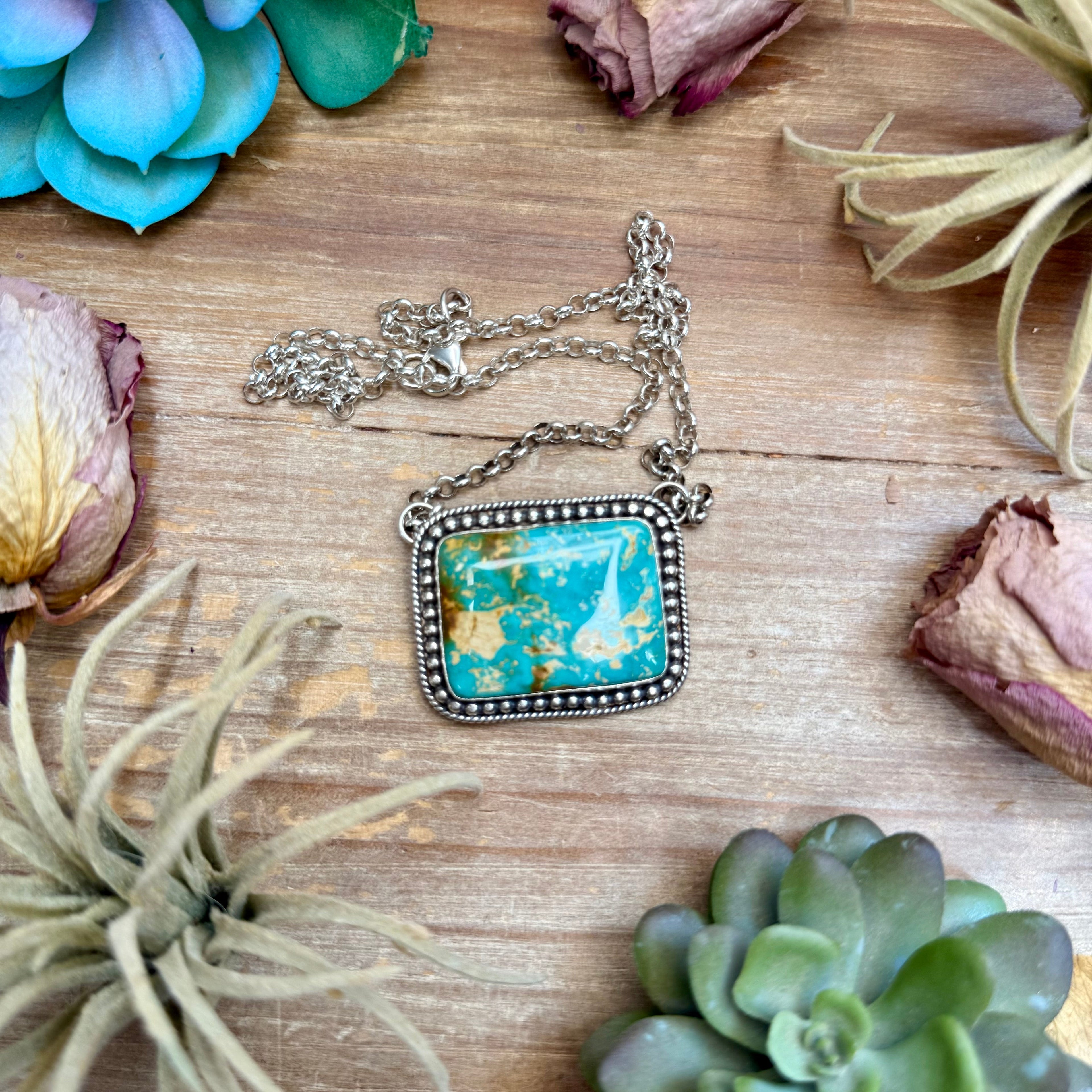 105 - Sterling Silver Pilot Mountain Turquoise Bar Necklace by Jason Ogg