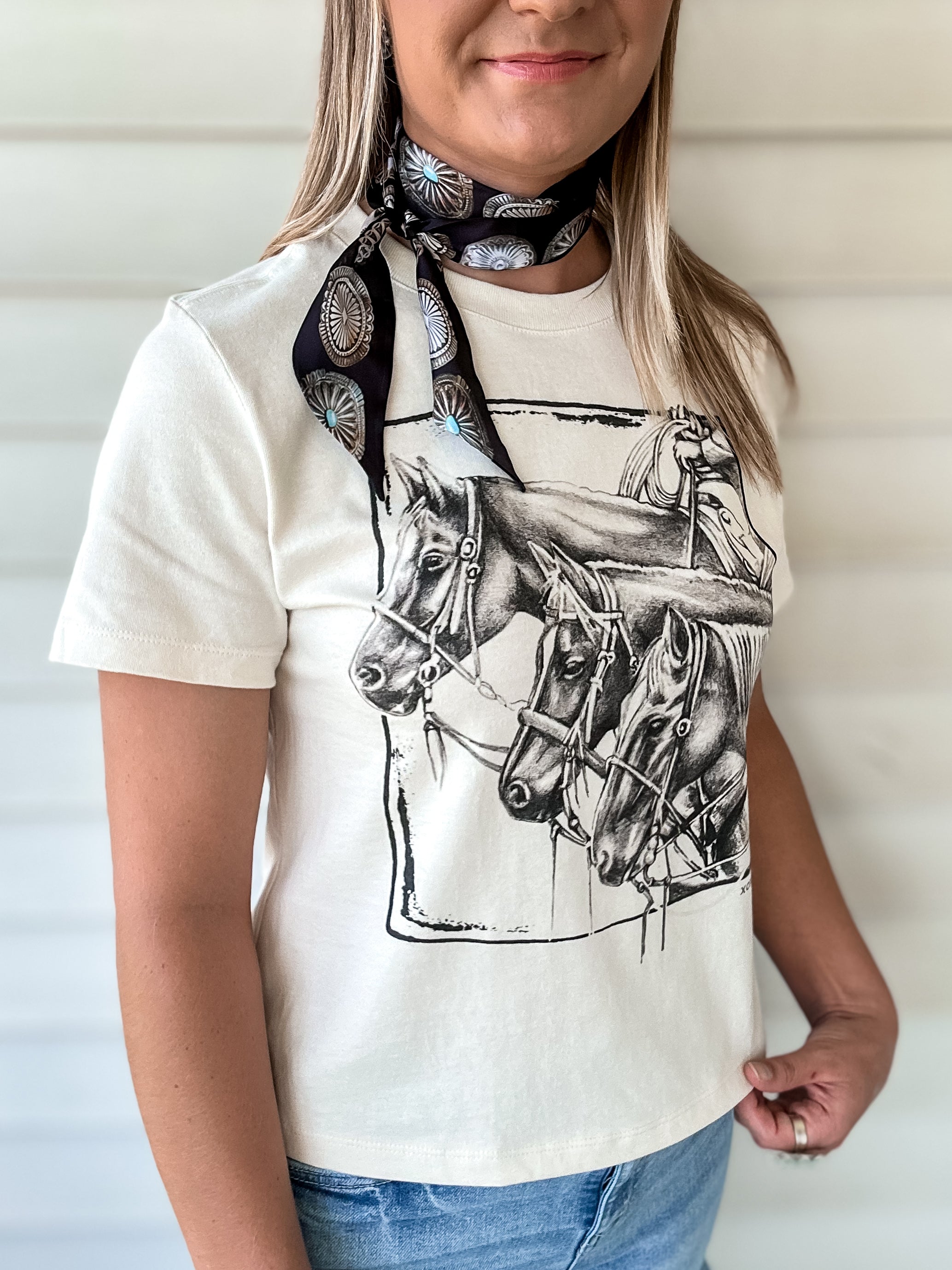 Triple Horse Boxy Tee