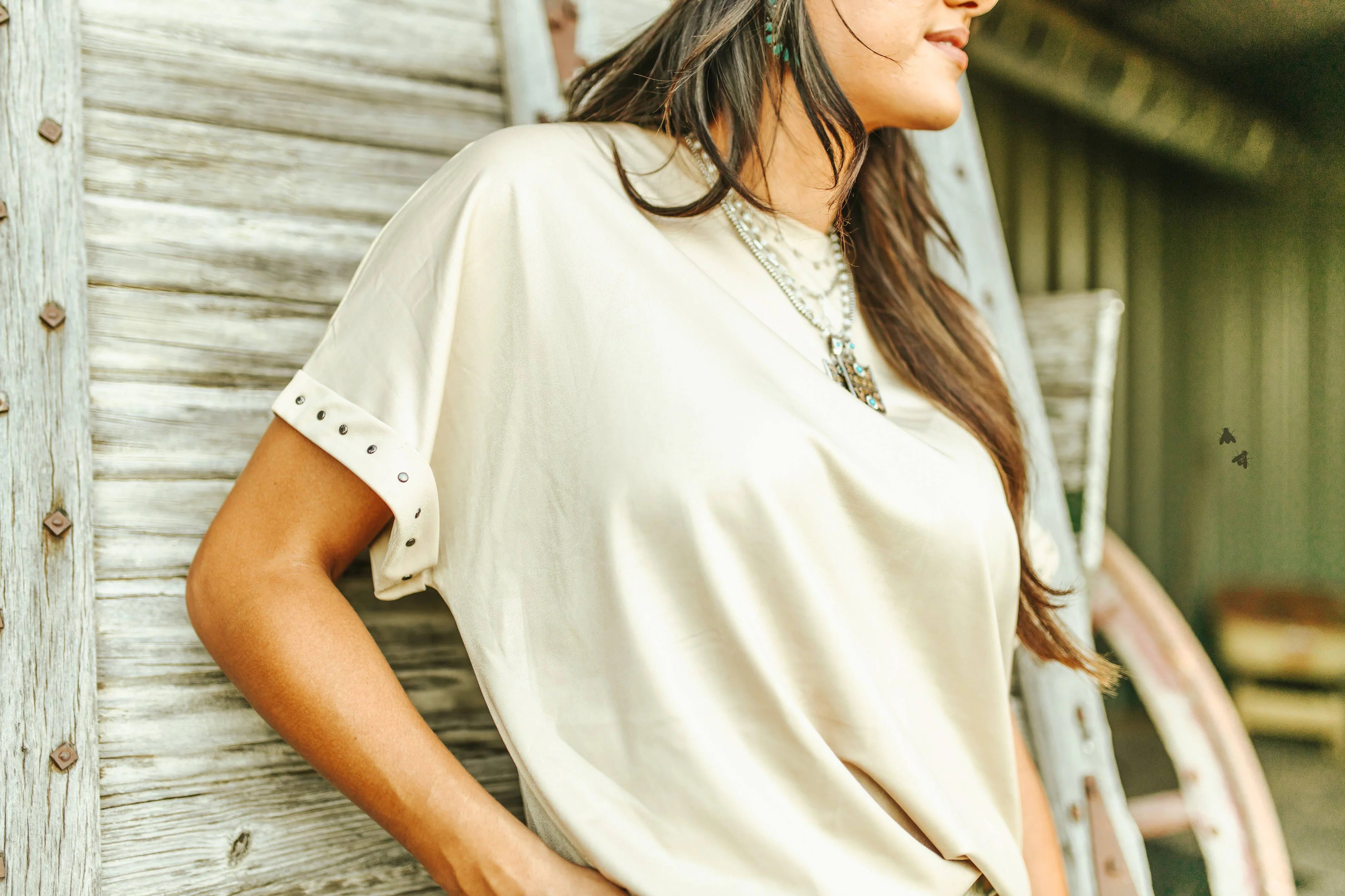Leather Lux Oversized Tee (Sand)