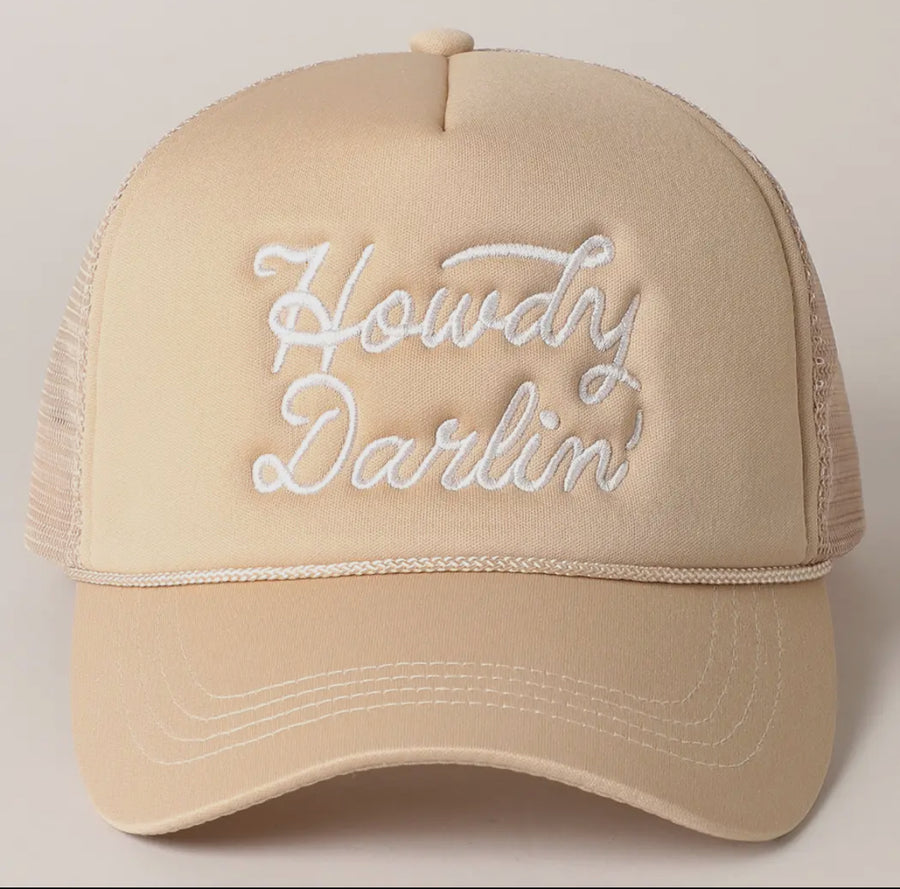 Howdy Darlin Trucker Hat (Tan)