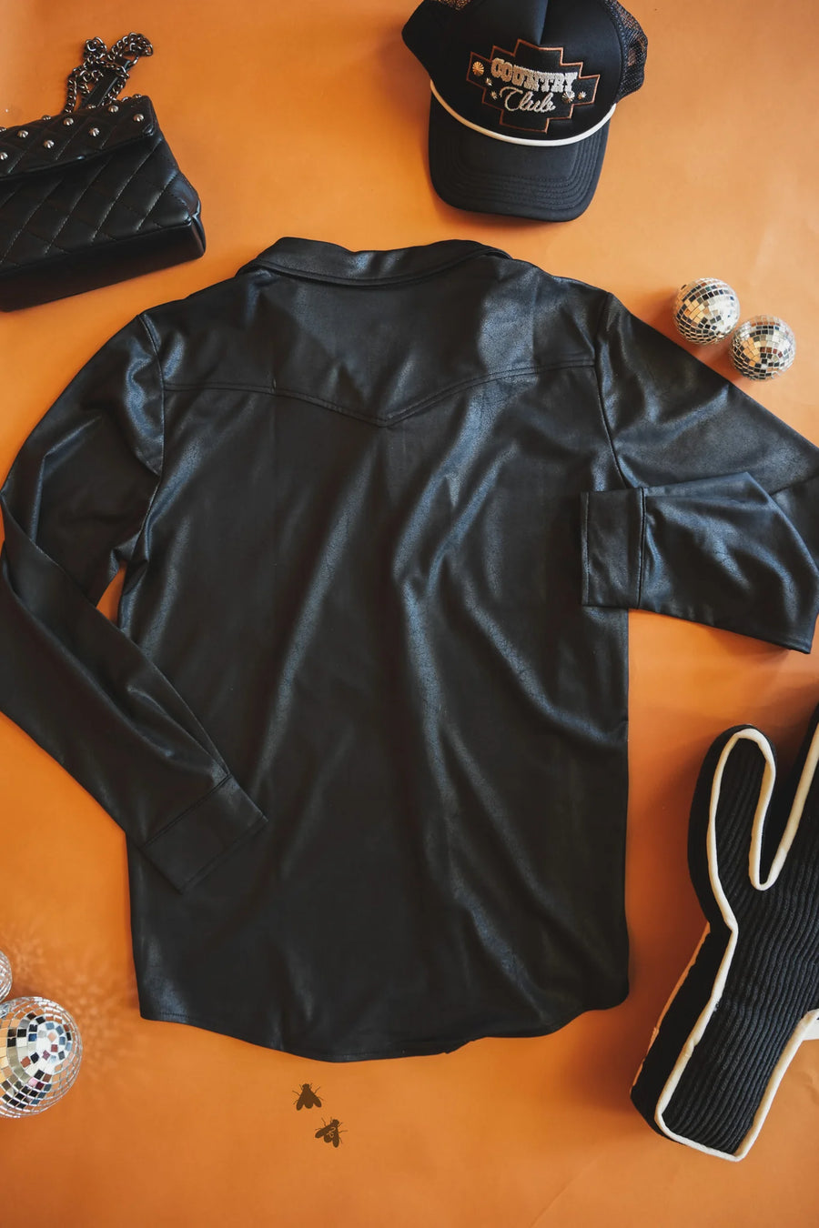 Leather Lux Button Up (Black)