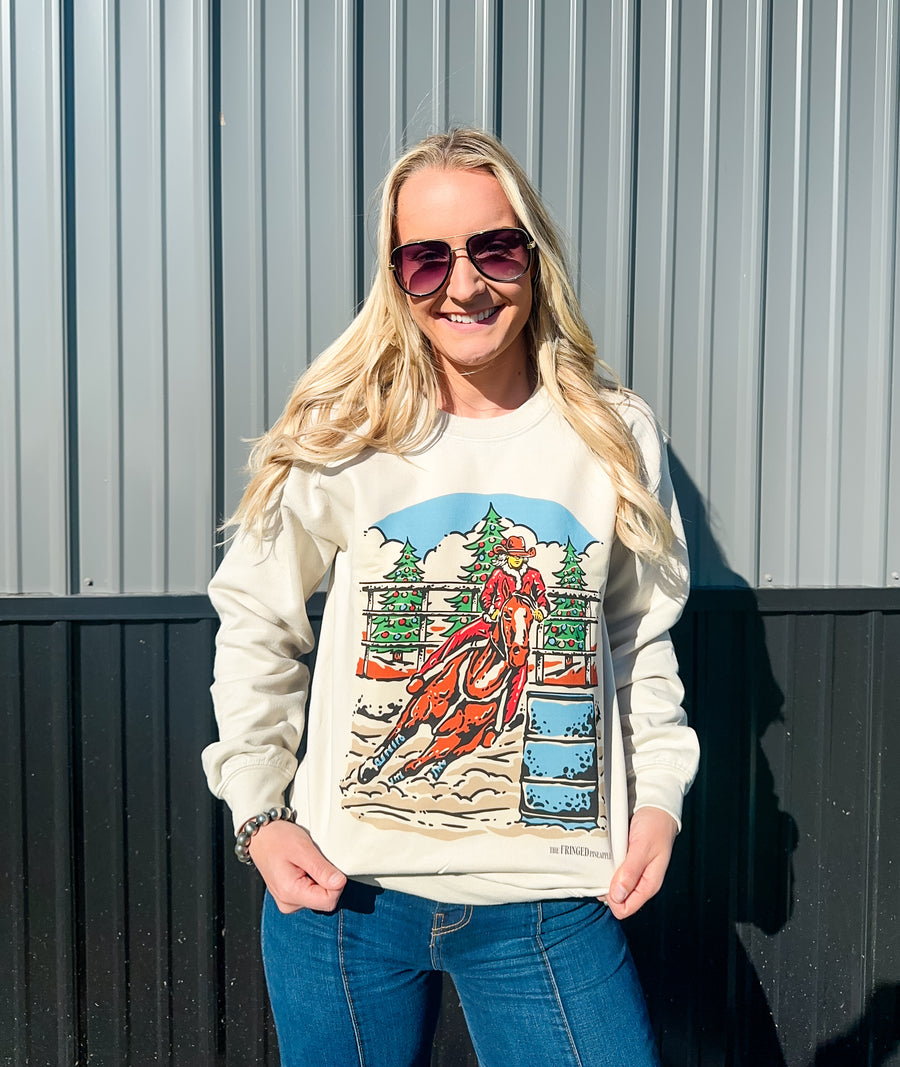 Mrs. Clause Barrel Racing Crewneck (Seasonal Item Non-Returnable)