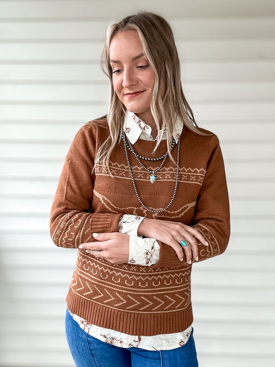Longhorn Sweater (Cinnamon)