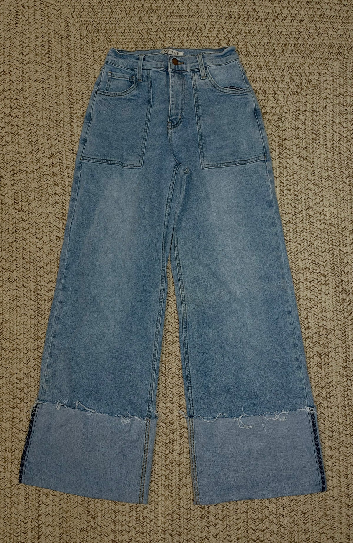 Houston Jeans Wide Leg High Waisted Cuffed Jeans