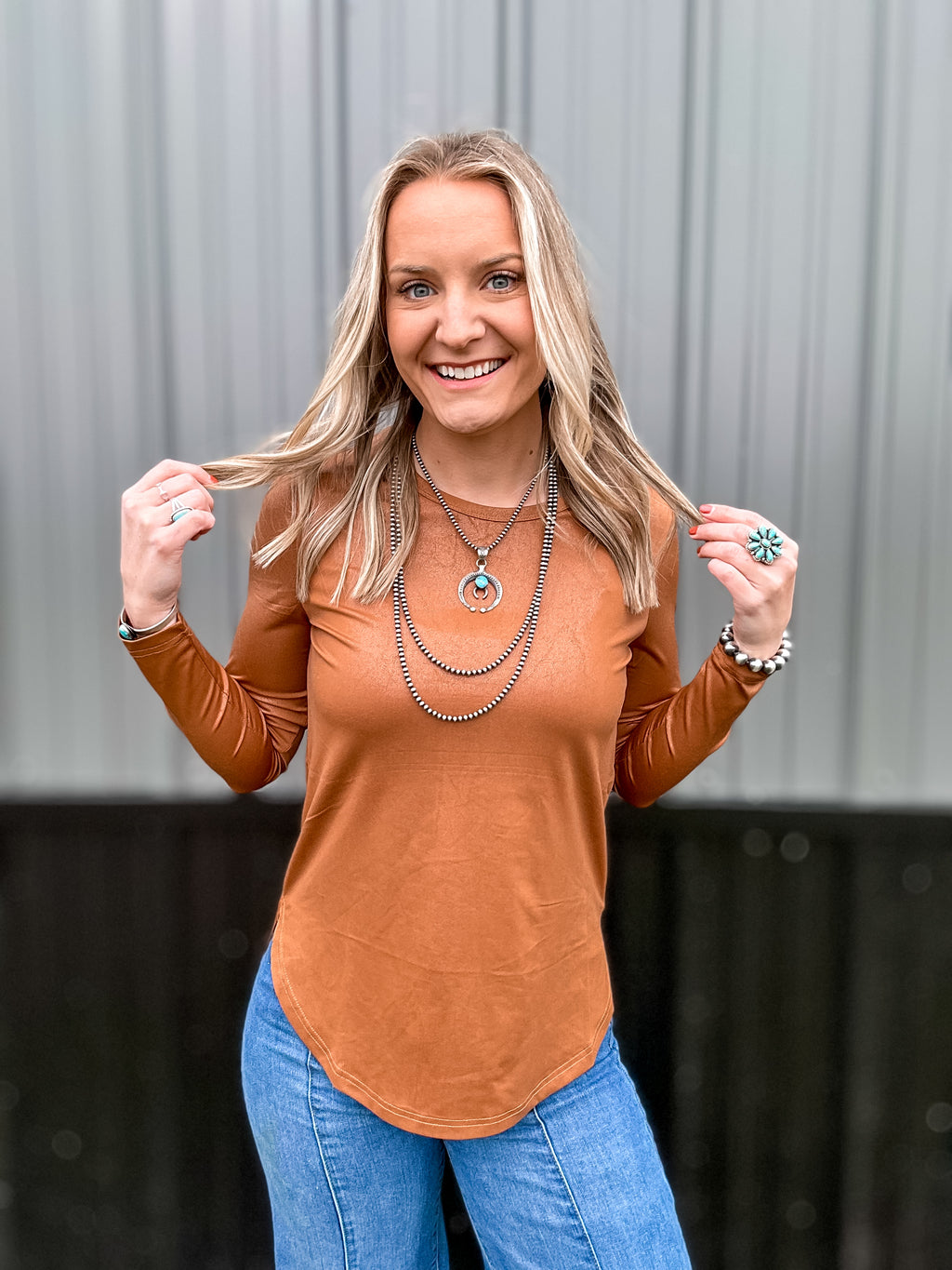 Leather Lux Long Sleeve (Saddle)