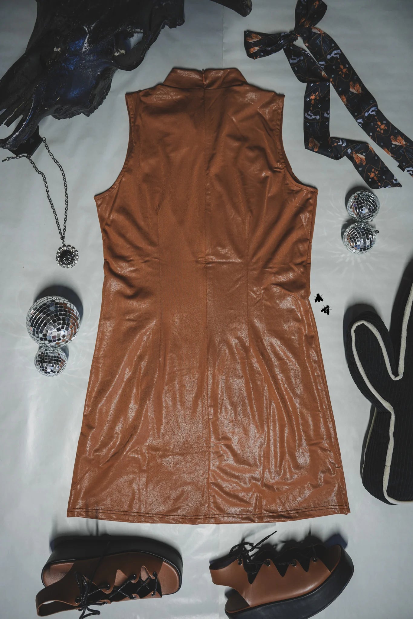 Leather Lux Dress (Saddle)