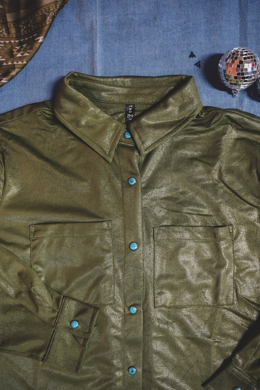 Leather Lux Button Up (Agave)