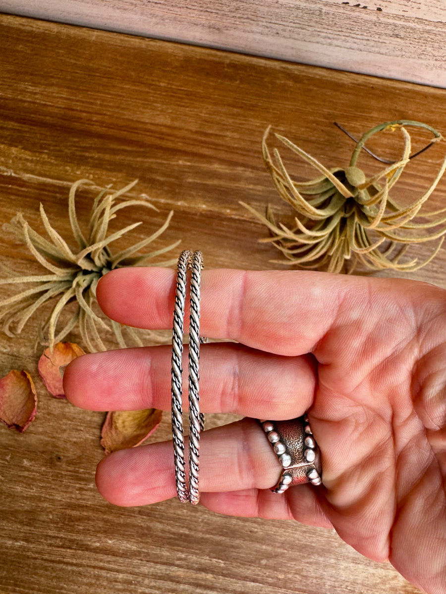 Sterling Silver Rope Bangle Bracelet