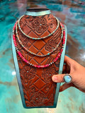 Turquoise & Pink Dahlia Necklace Stack (3-Piece Set
