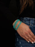 Green turquoise and blue 5 strand beaded bracelet.