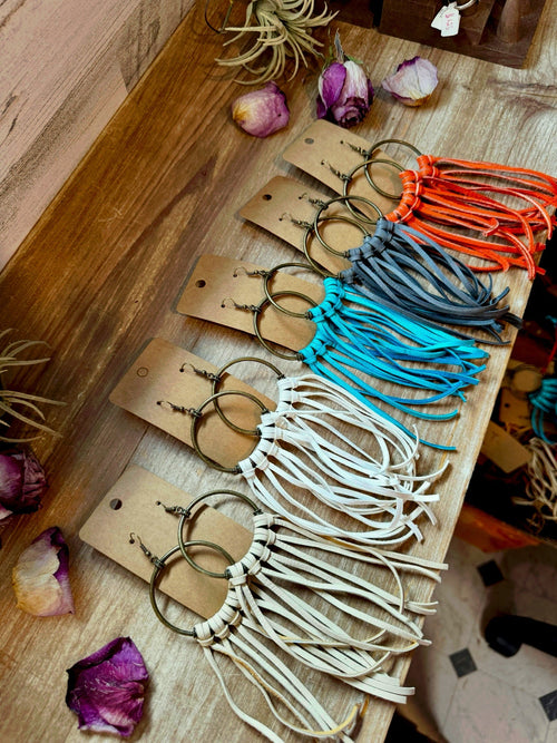 10 options Deer Skin Leather Hoop Earrings – 6.5" – Final Edition – USA Made