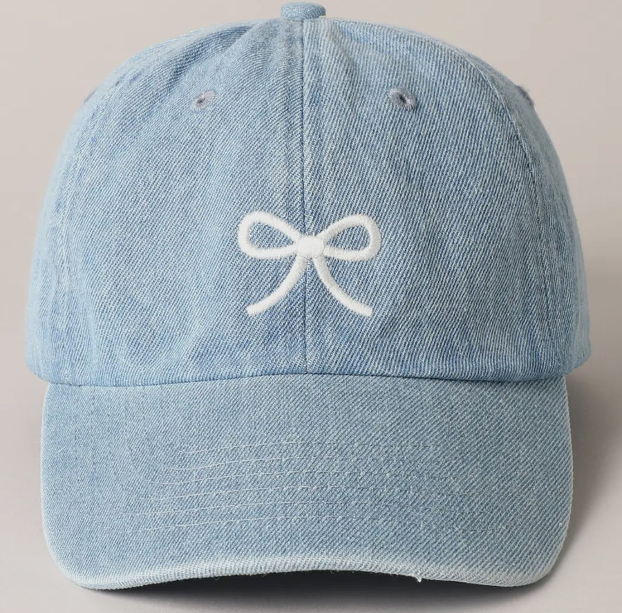 Denim Bow Baseball Cap