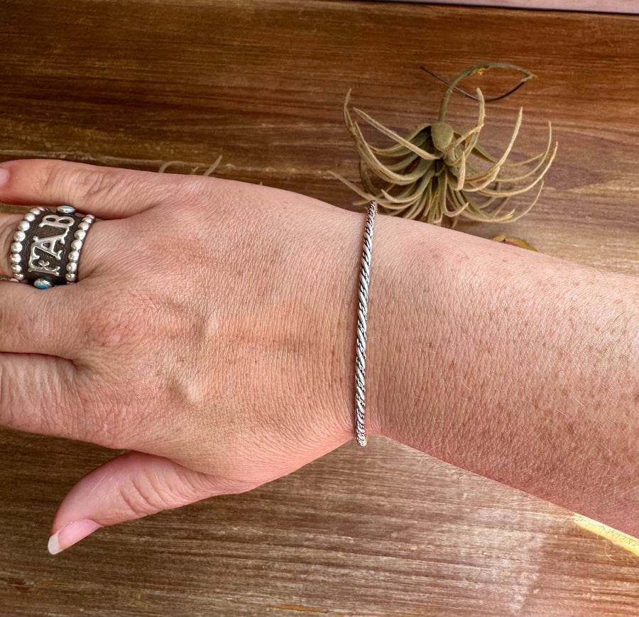 Sterling Silver Rope Bangle Bracelet