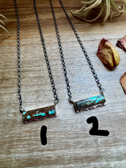 Sterling Silver Bar Necklace with #8 Turquoise