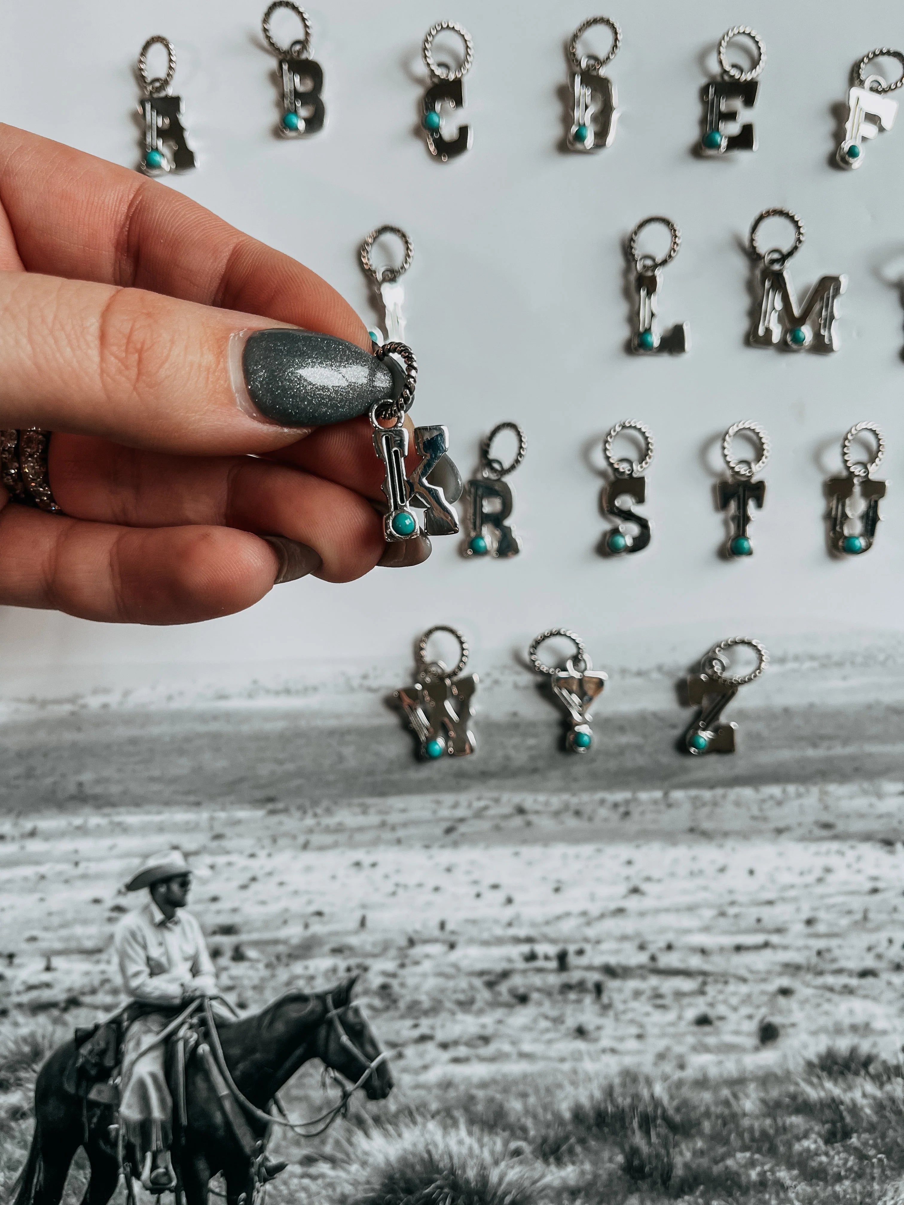 Turquoise Initial Charm