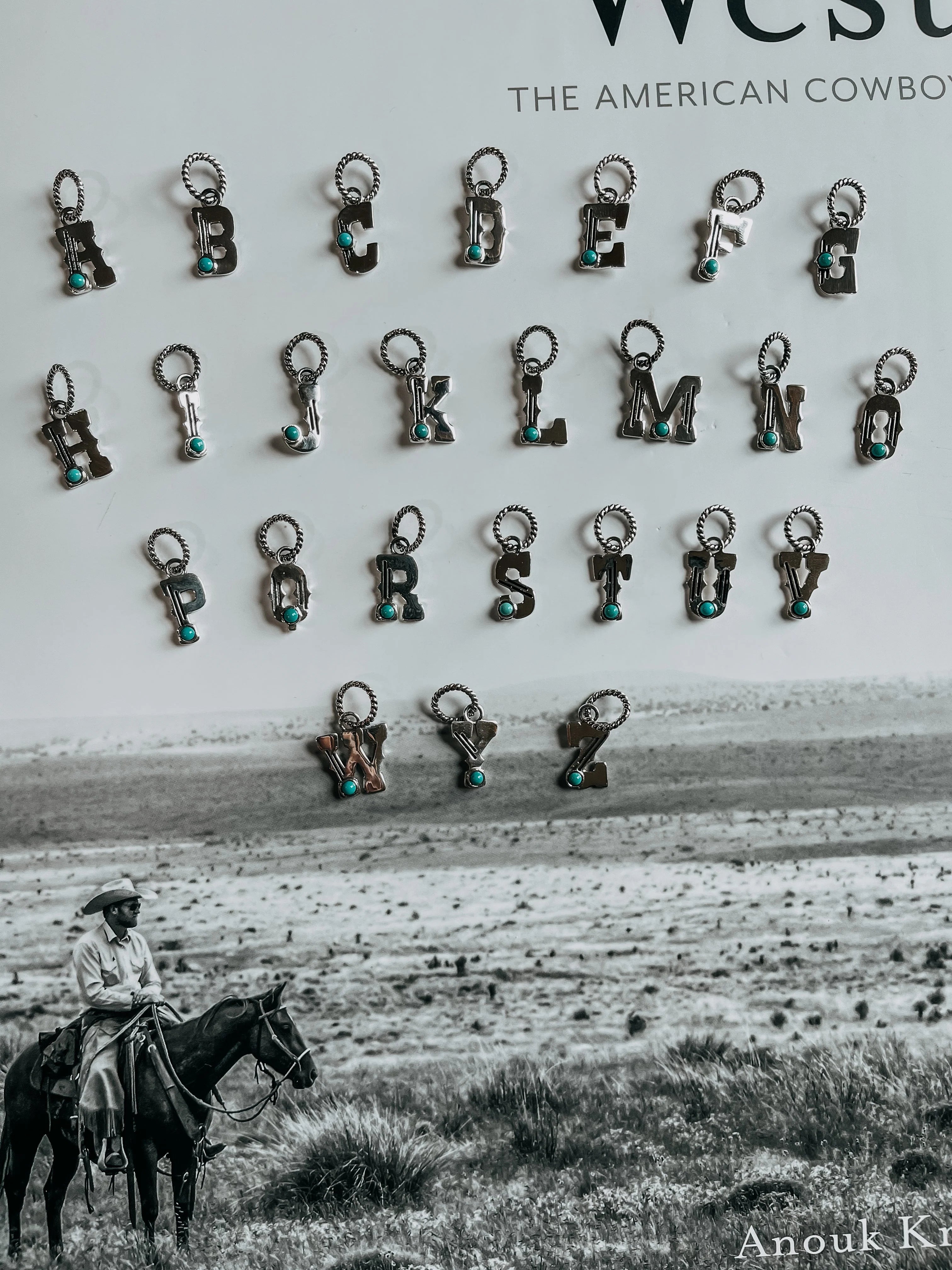 Turquoise Initial Charm