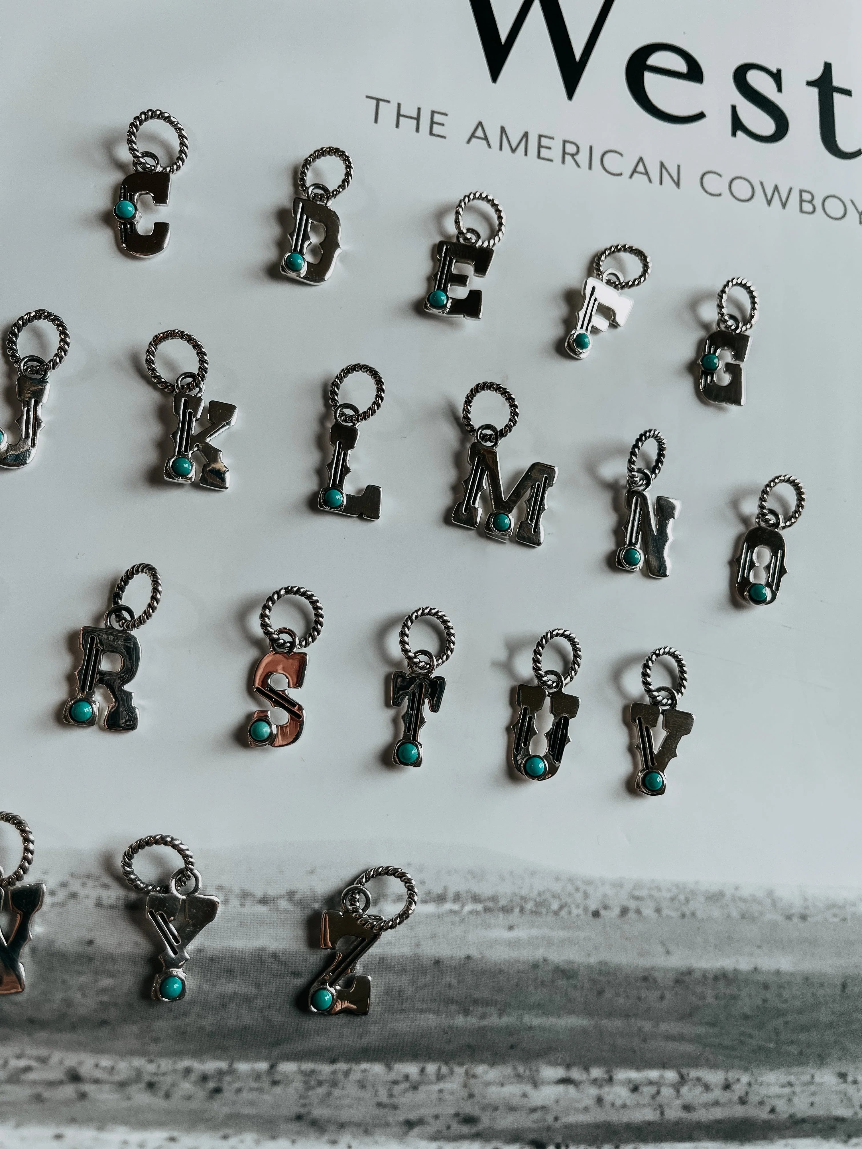 Turquoise Initial Charm