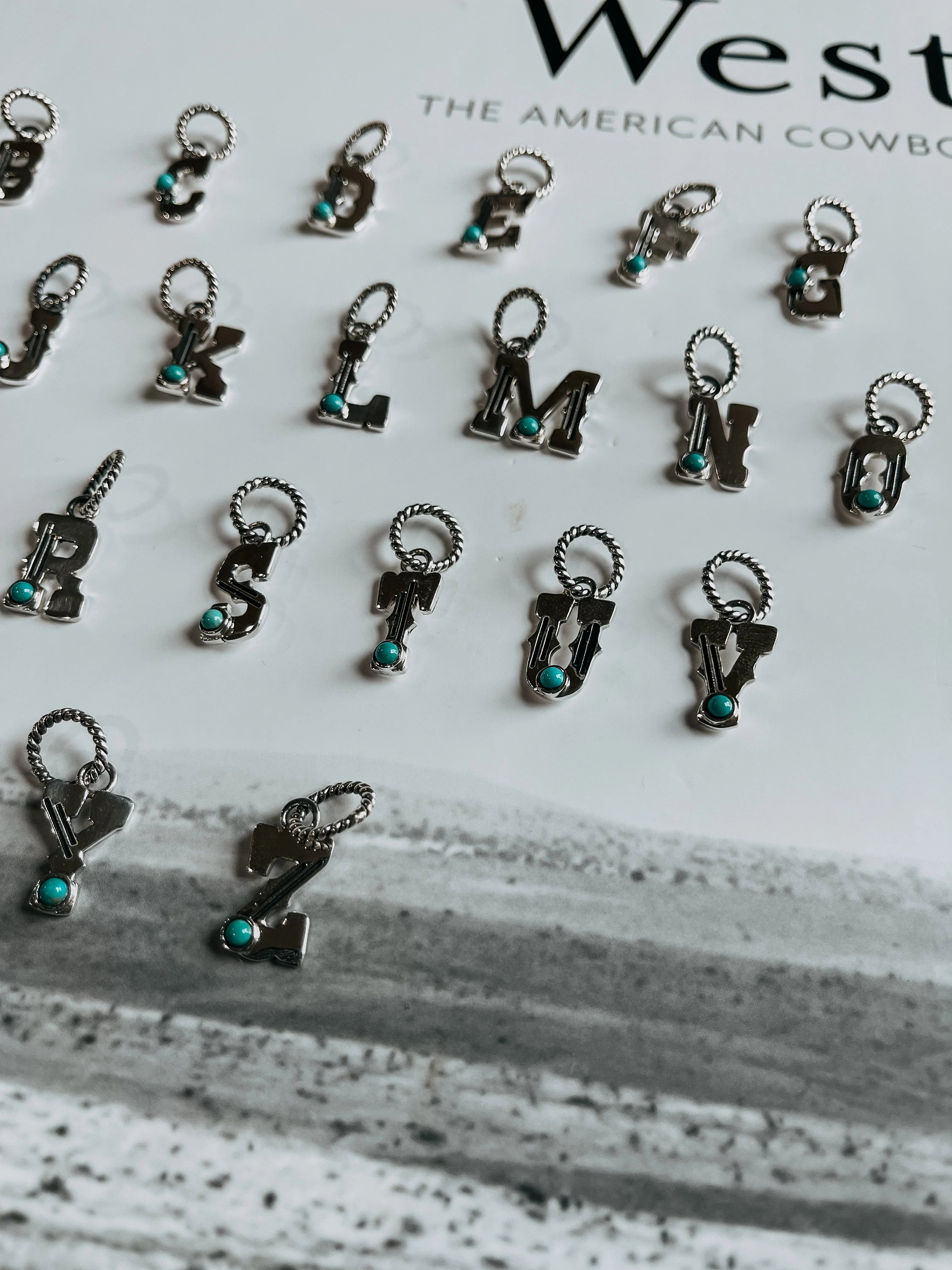 Turquoise Initial Charm