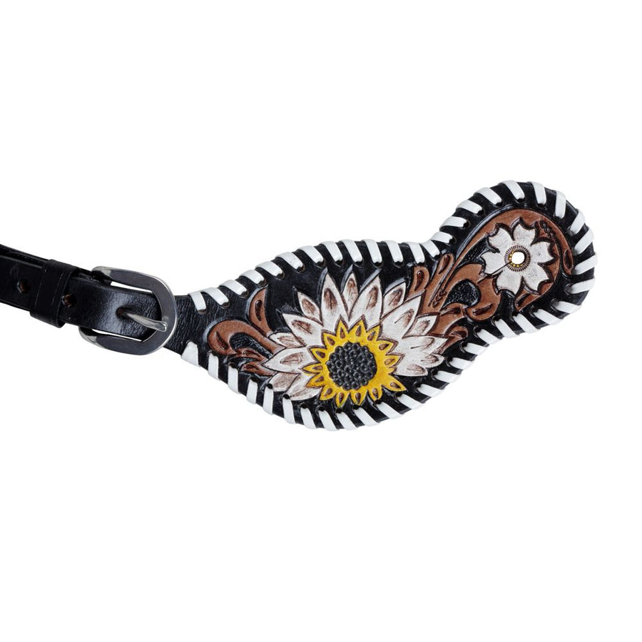 Daisy hand tooled spur straps