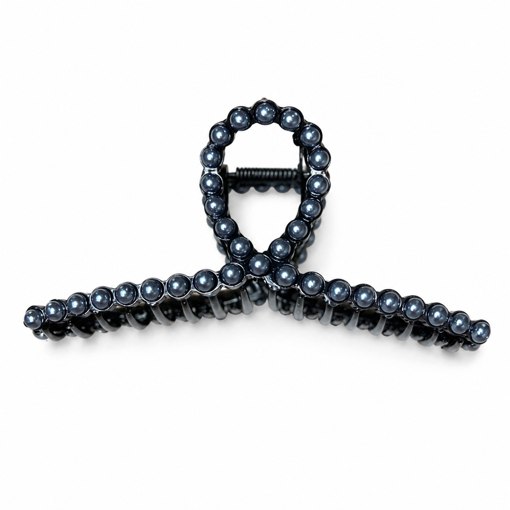 Faux Burnished Pearl Silver Hair Claw Clip