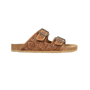 Flower hand tooled sandals
