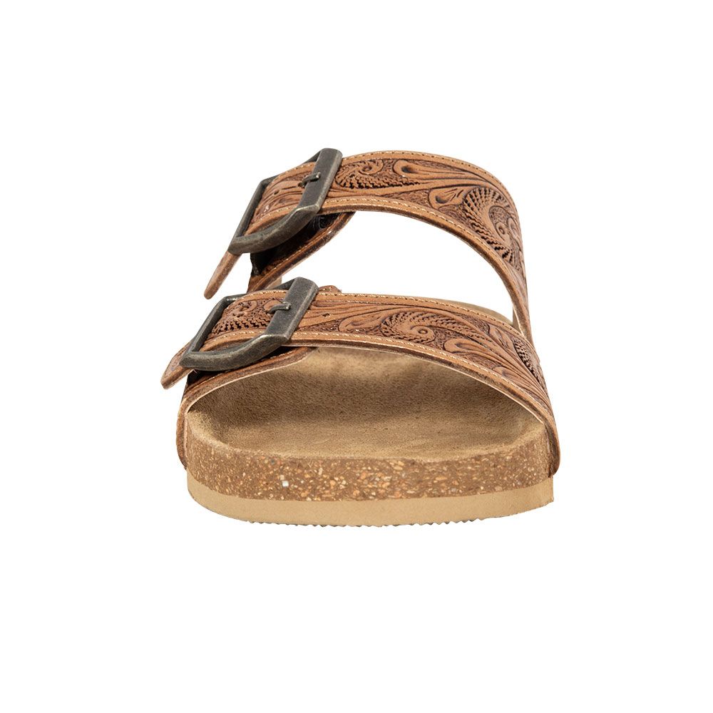 Flower Tooled Leather Sandals