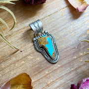 Sterling Silver Kingman Turquoise Lightning Bolt Pendant – Made by Artist Shay Pfeiffer