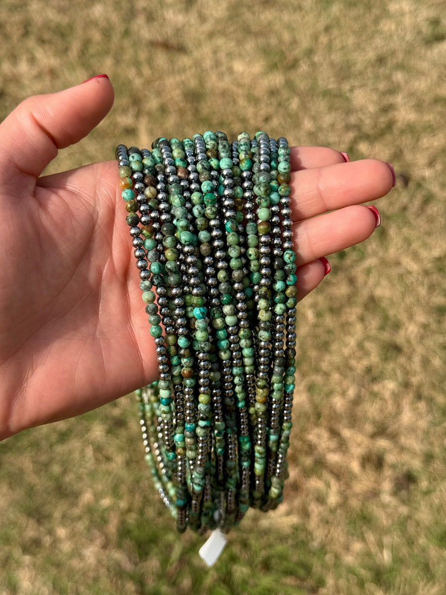 Sterling Silver & African Turquoise Necklace – 19”