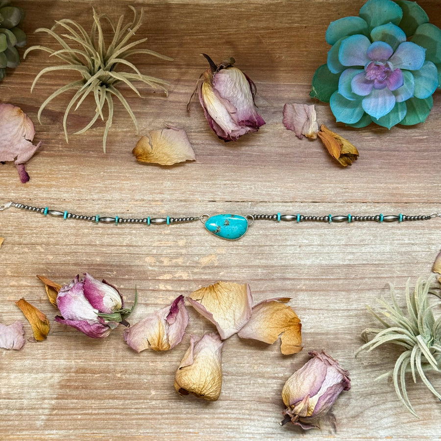 Sterling Silver & Turquoise Choker – 13” + Extender – Handmade In-House by The Bijoux FAB