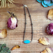 Sterling Silver & Turquoise Choker – 13” + Extender