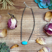 Sterling Silver & Turquoise Choker – 13” + Extender