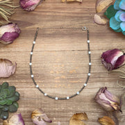 White Howlite Glass Seed Bead Choker