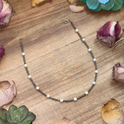 White Howlite Glass Seed Bead Choker