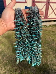 Sterling Silver Pearl & Long Blue Turquoise Necklace – 25”