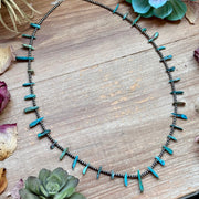 Sterling Silver Pearl & Long Blue Turquoise Necklace – 25”