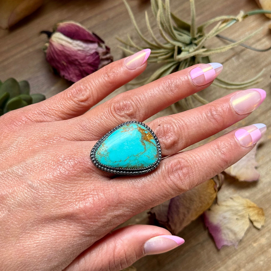 Sterling Silver Adjustable Turquoise Ring – Made by The Bijoux FAB