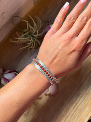 Red Coral Sterling Silver Cuff Bracelet – Stamped JPukestine