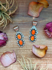 Pearl & Orange Spiny Oyster Sterling Silver Pendant