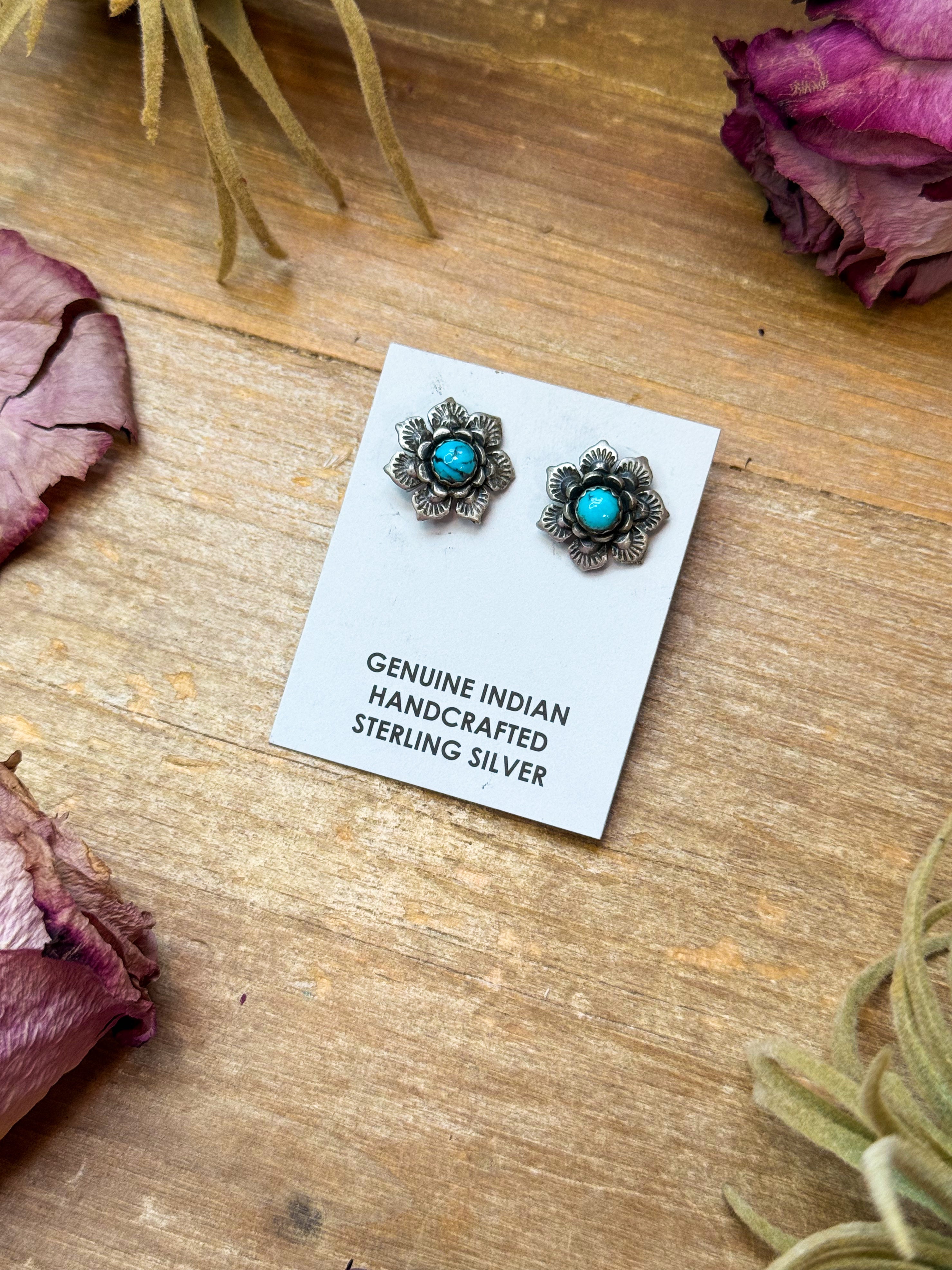 Sterling Silver Kingman Turquoise Stud Earrings