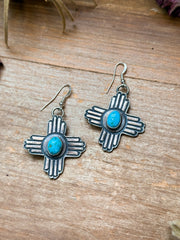 Sterling Silver Zia Dangle Earrings – Native Made by K. Billah