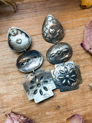 Sterling Silver Concho Dangle Earrings – Native Made by Rita Lee (Navajo Artist)