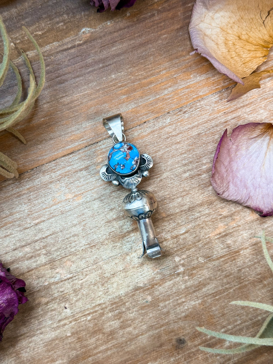 Sterling Silver Golden Hill Turquoise Blossom Pendant