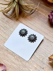 Sterling Silver Concho Stud Earrings