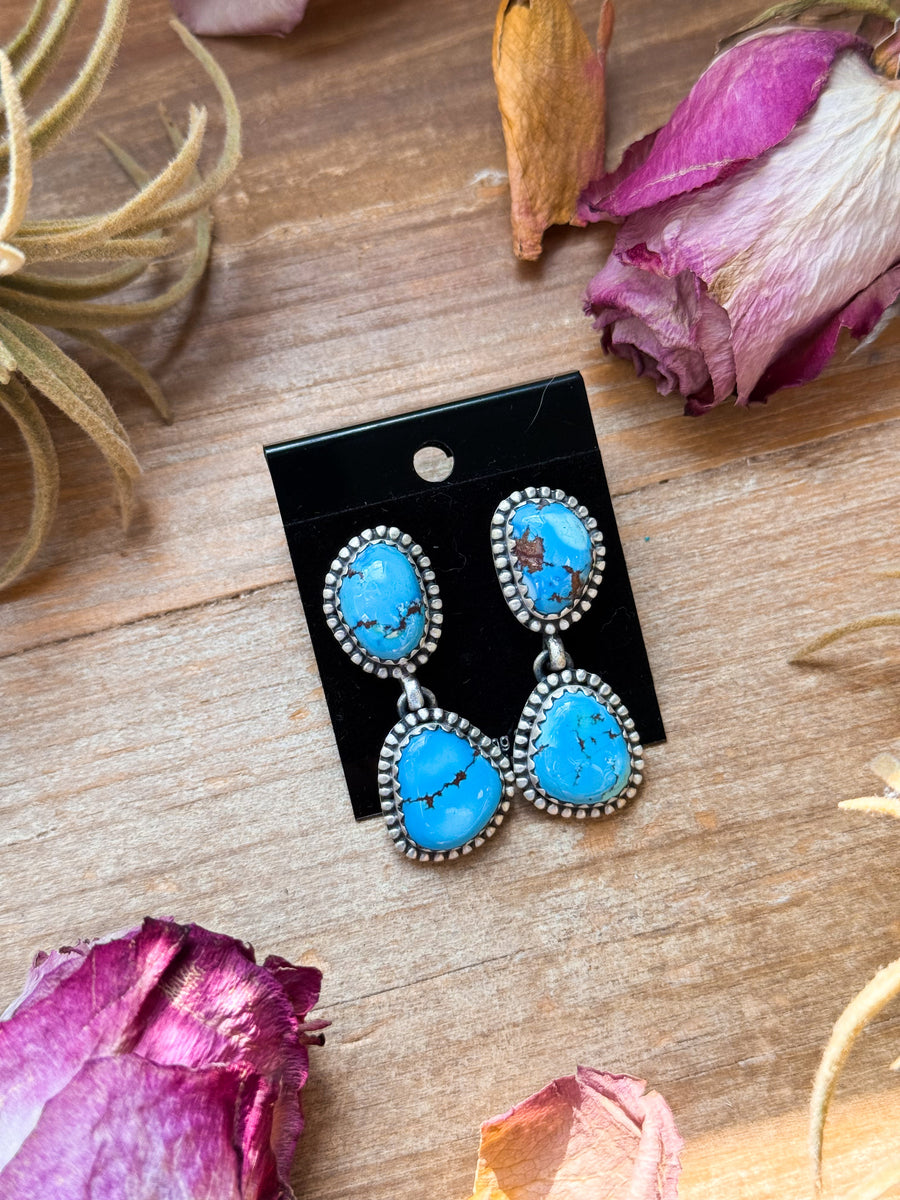 Sterling Silver Golden Hill Turquoise Dangle Earrings