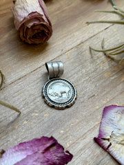 Sterling Silver Buffalo Nickel Pendant – Rope Border – Artist Jason Ogg