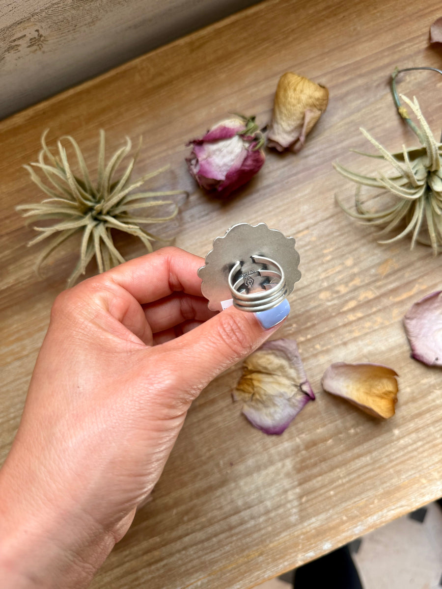 Sterling Silver Orange Spiny Oyster Cluster Ring – Size 9 – Artist Shay Pfeiffer