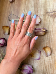 Sterling Silver Hand-Milled Wide Band Sun Ray Stamped Ring – Size 8.5 – Handmade by Artist Jason Ogg