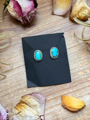 Sterling Silver Sonoran Mountain Turquoise Stud Earrings – Handmade by Artist Jason Ogg
